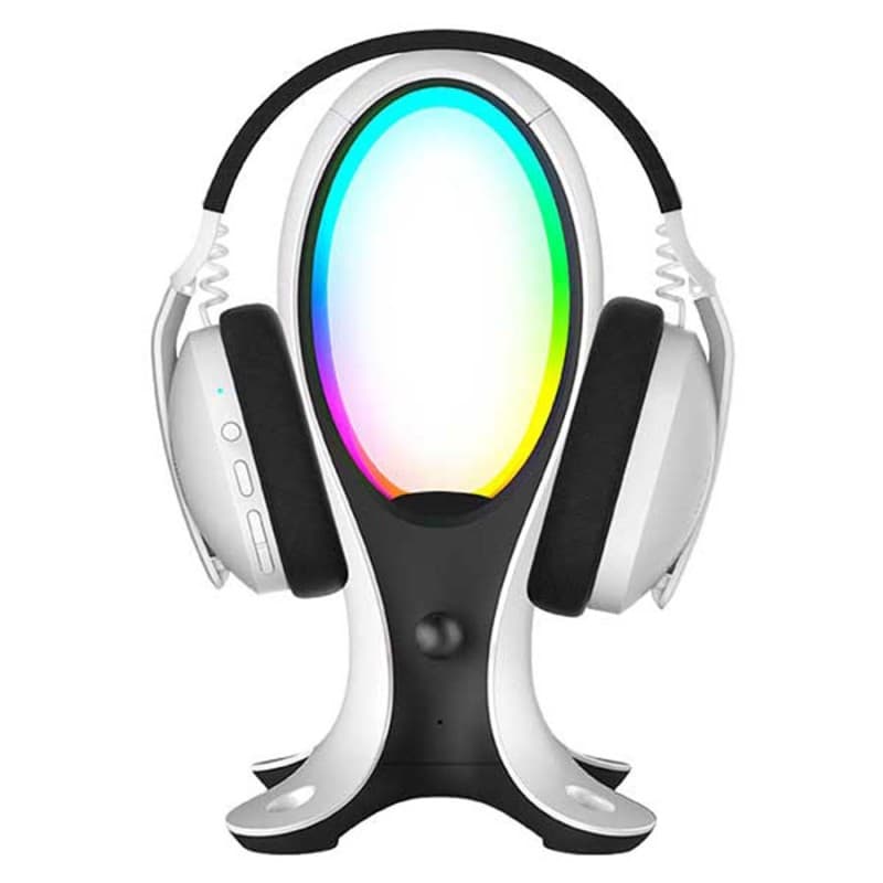 Electra Stand pour casque gaming avec lampe Led et hub usb, emplacement pour figurine