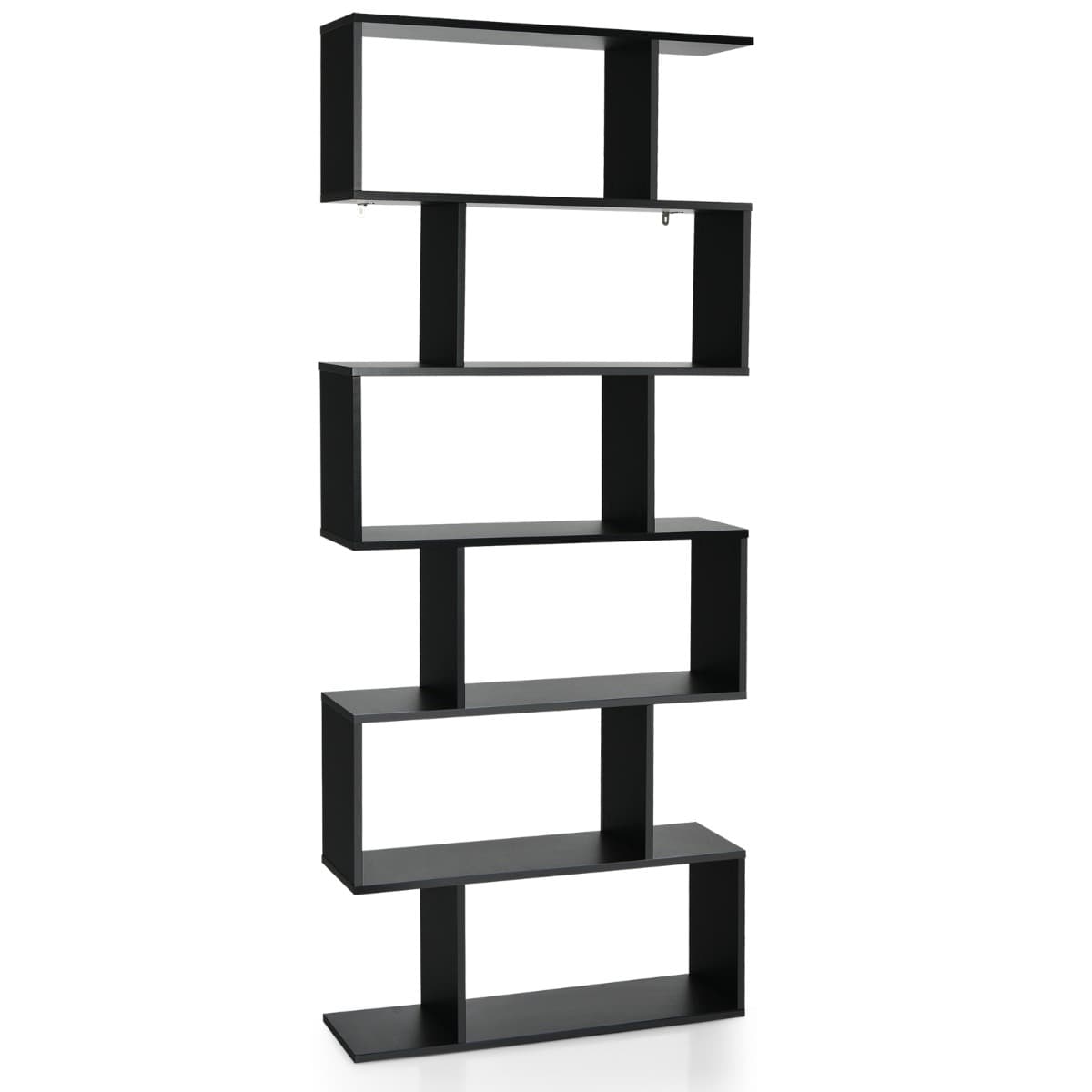 Bibliothèque/Étagère de Rangement à 6 Niveaux-80x23x191 CM de Style Industriel en Forme de S pour Sa