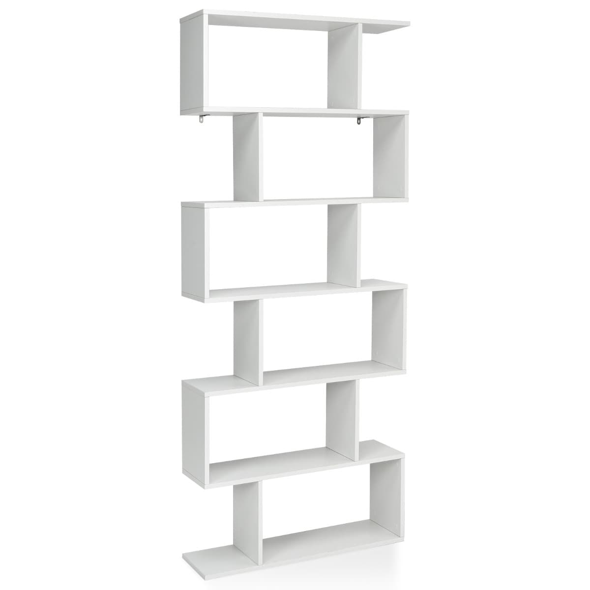 Bibliothèque/Étagère de Rangement à 6 Niveaux-80x23x191 CM de Style Industriel en Forme de S pour Sa