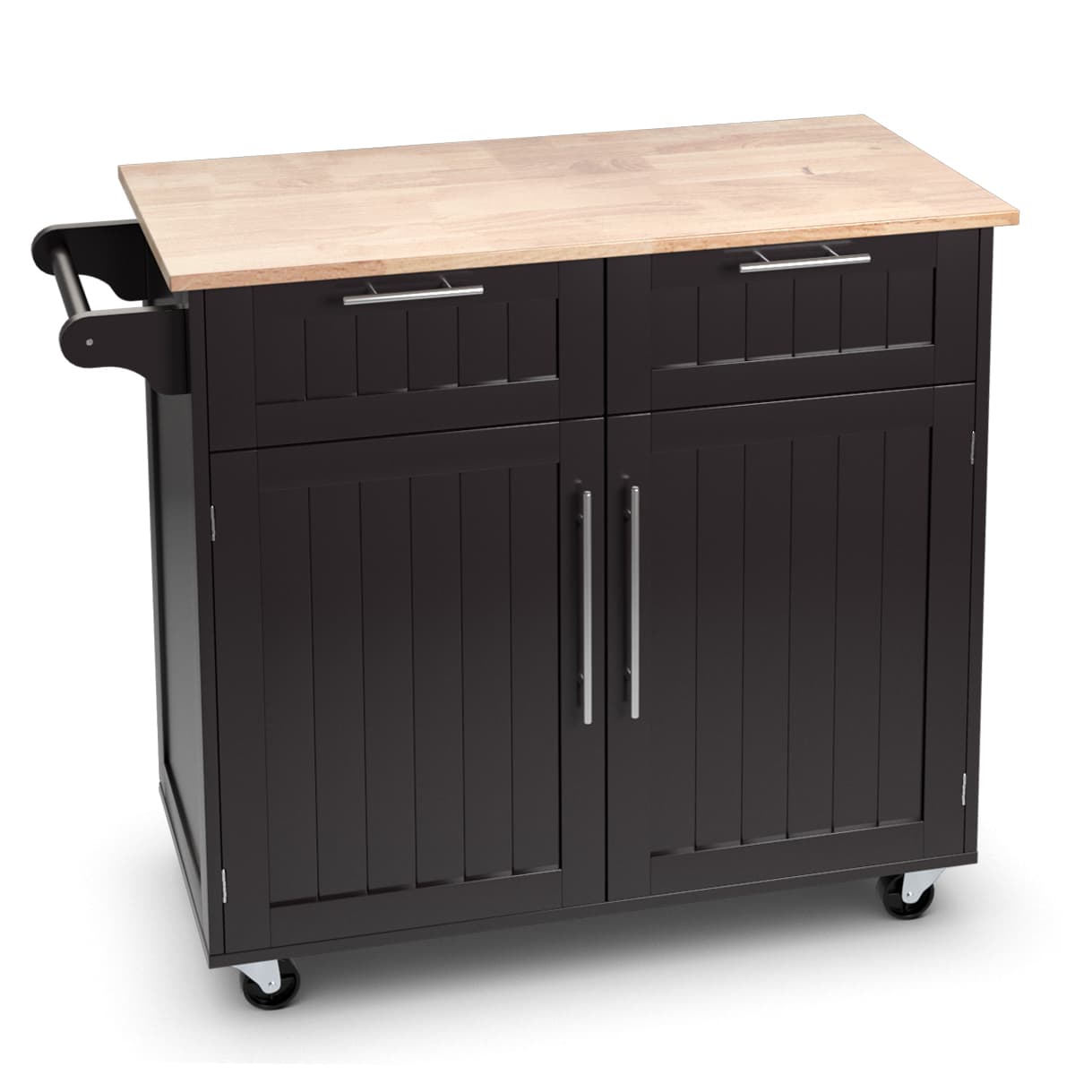 Desserte/Chariot de Cuisine à Roulettes - 94x45x94,5 CM - 2 Tiroirs - 2 Portes - Porte-Serviettes -