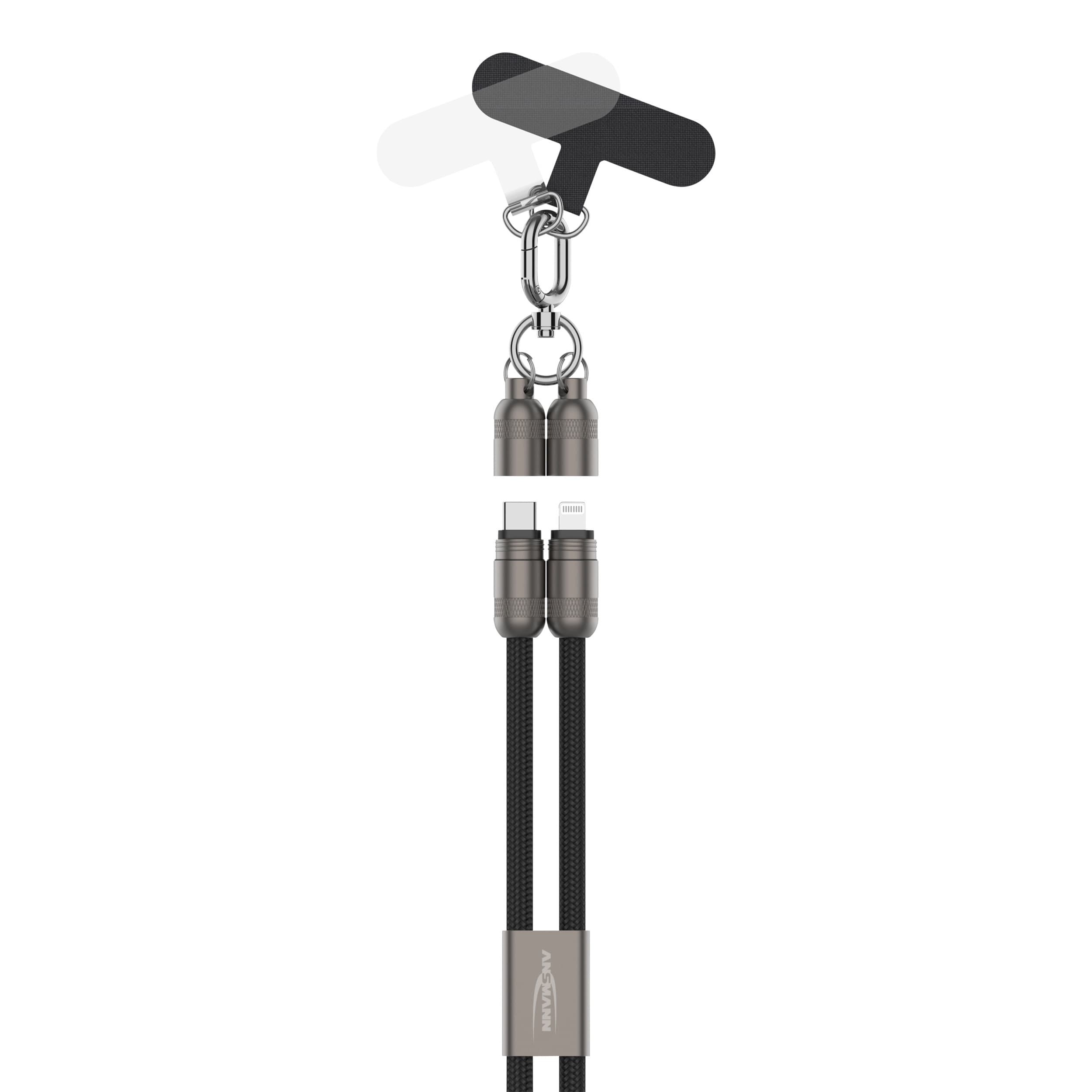 Câble de chargement Ansmann pour smartphone, USB-C vers Lightning, cordon pour téléphone portable, longueur de câble 1,2 m, noir