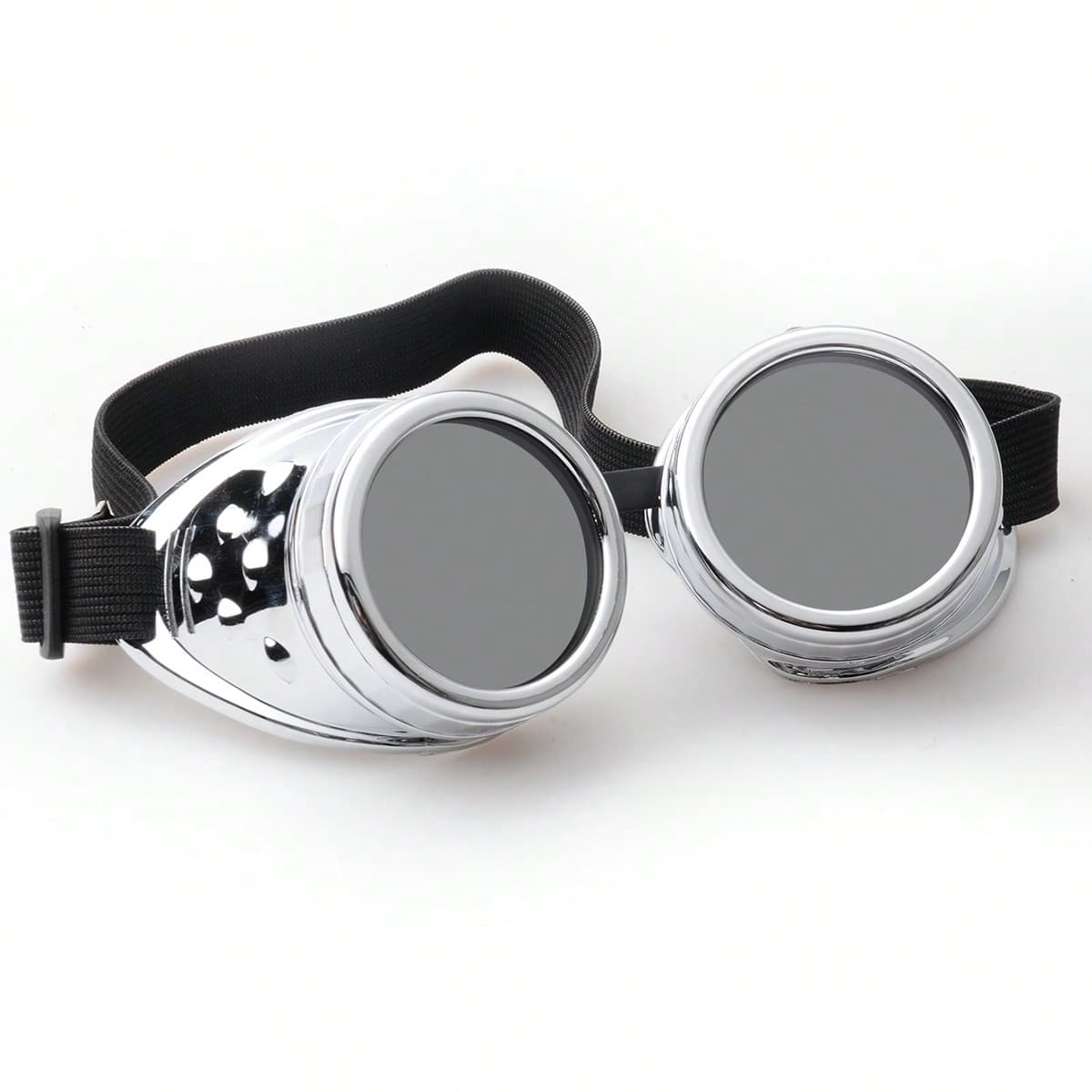 1 pièce Hommes Argent Rond Lunettes Steampunk Lunettes de Cosplay Lunettes de Mode Masculine Lunettes Gothiques Lunettes de Fête