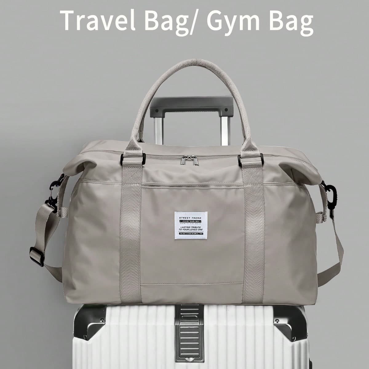 Sac de voyage pour femmes unie, sac de nuit pour les weekends tenue à la main à courte distance, grande capacité et léger, convient pour être